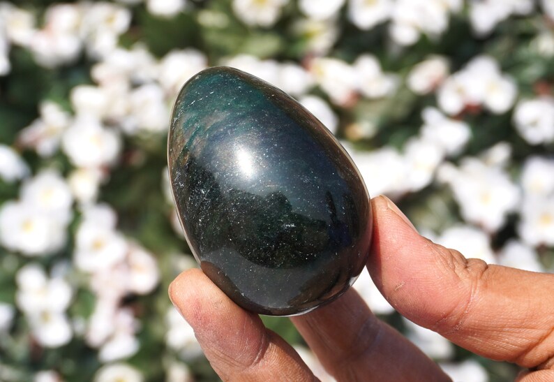 Green Kyanite Egg Stone Large 70MM Green Kyanite Egg Stone Healing Charged Egg High Vibration Metaphysical Meditation Egg image 9