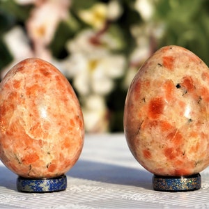 Orange Sunstone Egg Set: Handmade Healing Crystal, 60mm