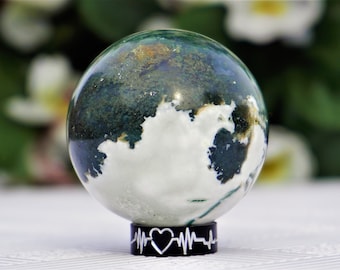 The Orca Green Moss Agate Sphere, 45mm, Metaphysical, Meditation, Extra Quality, Crystal Healing Sphere,