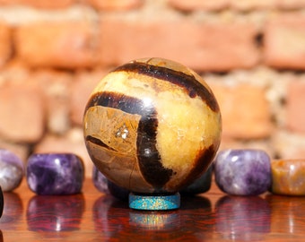 Esfera Septariana Amarilla (55 mm): Piedra metafísica, aura espiritual, cristal curativo