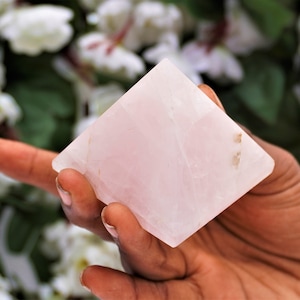 The Large- 55MM | Pink Rose Quartz Stone Healing Charged Metaphysical Egyptian Pyramid