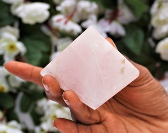 The Large- 55MM | Pink Rose Quartz Stone Healing Charged Metaphysical Egyptian Pyramid