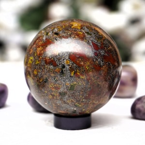 50MM | Red Dragon Blood Jasper Stone Healing Minerals Vibration Healing Metaphysical Sphere ball