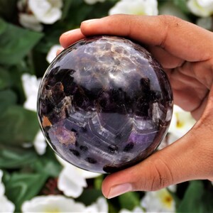 Large- 75MM | Purple Auralite Brazilian Stone, Metaphysical, Meditation, Extra Quality, Crystal Healing Stone Sphere,