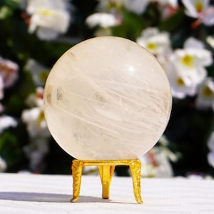 Rutilated Quartz Crystals Clear Quartz With Rutile Needles Sphere, | 80MM | Metaphysical, Meditation, Extra Quality Sphere,