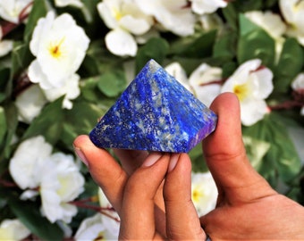 Natural Beautiful | Small-50 MM | Blue Lapis Lazuli Minerals For Crystal Healing Metaphysical Meditation High Vibration Pyramid