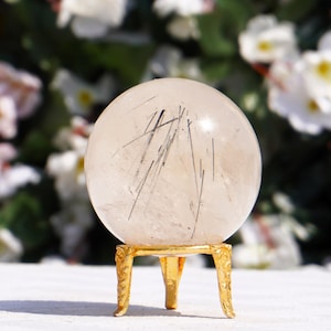 Tourmaline Rutile Quartz Sphere (70MM): Natural Crystal Healing Stone