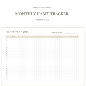 Monthly Habit Tracker Minimalist Printable - Etsy
