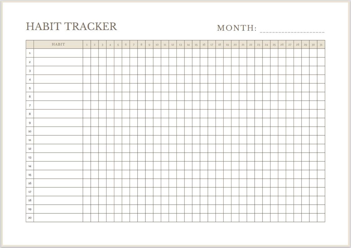 Monthly Habit Tracker Minimalist Printable - Etsy