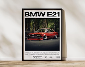 BMW E21 Auto Poster, druckbare Kunst, minimalistisches minimalistisches Design, minimalistisches Design, minimalistisches Design