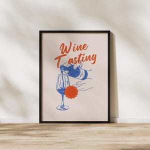 Póster de cóctel de cata de vinos, impresiones de coqueta, estética maximalista, decoración vintage, arte de pared imprimible, decoración de sala de estar, descarga digital
