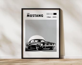 MUSTANG Auto Poster, druckbare Kunst, minimalistisches minimalistisches Poster, minimalistisches Dekor, minimalistisches Design, minimalistisches Design