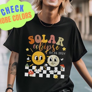 Sun and Moon Solar Eclipse 2024 Shirt Total Solar Eclipse T-Shirt Total Eclipse April 8 2024 Solar Eclipse Gifts Eclipse Retro Sun Tee