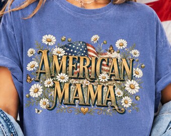 Retro USA 250 Shirt: Floral Patriotic Tshirt Independence Day Celebration American Mama Daisies Tee Vintage Americana Gift for Mom 51726
