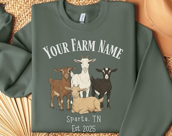 Personalized Goat Sweatshirt Custom Show Goat Mom Nigerian Dwarf Goat Shirt Goat Gift Cute Fall Farm Animals Crewneck Goat Lover Gift 92425