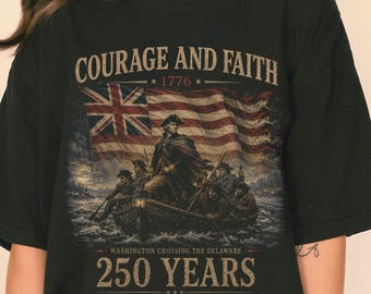 America 250 Shirt 1776-2026 Washington Crossing Delaware Tee Patriotic Freedom Revolutionary War Sweatshirt Vintage American Heritage 52126