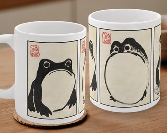Frog Mug Japanese Art Mug Unimpressed Frog Coffee Mug, Funny Grumpy Frog Gifts, Frog Lover Mug, Japan Frog Mug, Goblincore Cup Sad Frog
