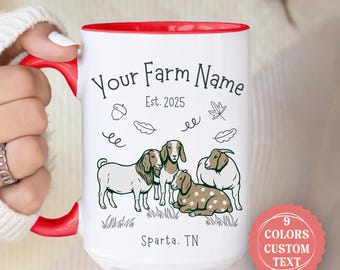 Personalized Goat Mug, Custom Farm Name Coffee Mug, Boer Goat Gift, Goat Farmer Gift  112925