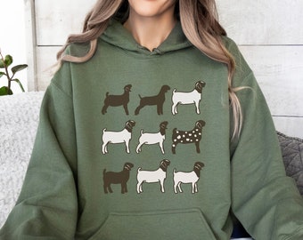 Boer Goat Shirt Hoodie, Goat Sweatshirt UNISEX, Show Goat Mom Shirt, Goat Gift, Christmas Goat Shirt, Farm Animals Crewneck, Goat Lover Gift