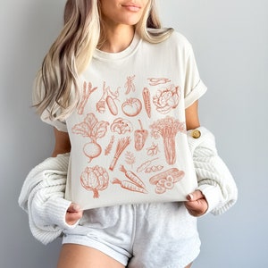 Vegetable Shirt Veggie Shirt Gardening Shirt Vegan Shirt 90s Tattoo Garden Shirt Summer TShirt Garden Lover Gift Vegetables Graphic 6624