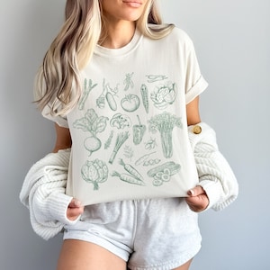 Vegetables Graphic Shirt Vegan Shirt 90s Tattoo Vegetable T-Shirt Gardening Shirt Garden Lover Gift Trendy Fall TShirt Veggie Lover Tee 6524