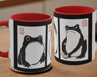 Frog Mug Unimpressed Frog Coffee Mug, Funny Grumpy Frog Gifts, Frog Lover Mug, Japan Frog Mug, Goblincore Cup Sad Frog Matsumoto Hoji
