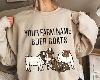 Boer Goat Sweatshirt Custom Farm Name Show Goat Crewneck Personalized Easily Distracted by Boer Goats Shirt Goat MomT-Shirt Goat Lover Gift