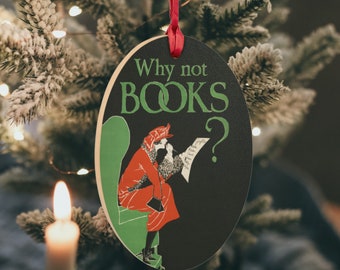 Book Lover Ornament Books Ornament Wooden Christmas Ornament Posters Vintage Funny Posters Ornament Bookworm Gifts Christmas Gift for Bestie