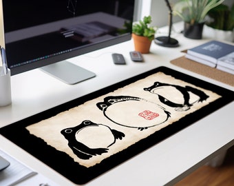Unimpressed Frog Desk Mat Aesthetic, Grumpy Frog Large Computer Mat, Japanese Mouse Pad For Office Desk, Gaming Mousepad, Cute Deskmat Japan