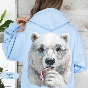 Polar Bear Hoodie Sweatshirt Women Men Funny Trendy Christmas Bear Graphic Pullover Cool Holiday Sweater Adult Youth UNISEX sizes