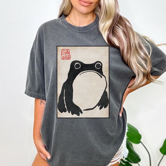 Frog Tshirt Comfort Colors, Unimpressed Frog T-Shirt, Grumpy Frog Shirt, Japan Frog Sweatshirt Sad Frog Tee Japan Art Matsumoto Shoji Frog