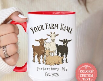 Personalized Nigerian Dwarf Goat Farm Ceramic Goffee Mug 11oz, 15oz, Custom Christmas Gift Cup for Farmer Goat Lover Boer Nubian Goat 112925