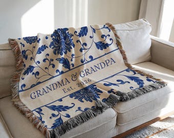 Promoted To Grandparents Custom Blanket New Grandparents Gifts Personalized Pregnancy Announcement First Time Grandma Grandpa Est Year 11326
