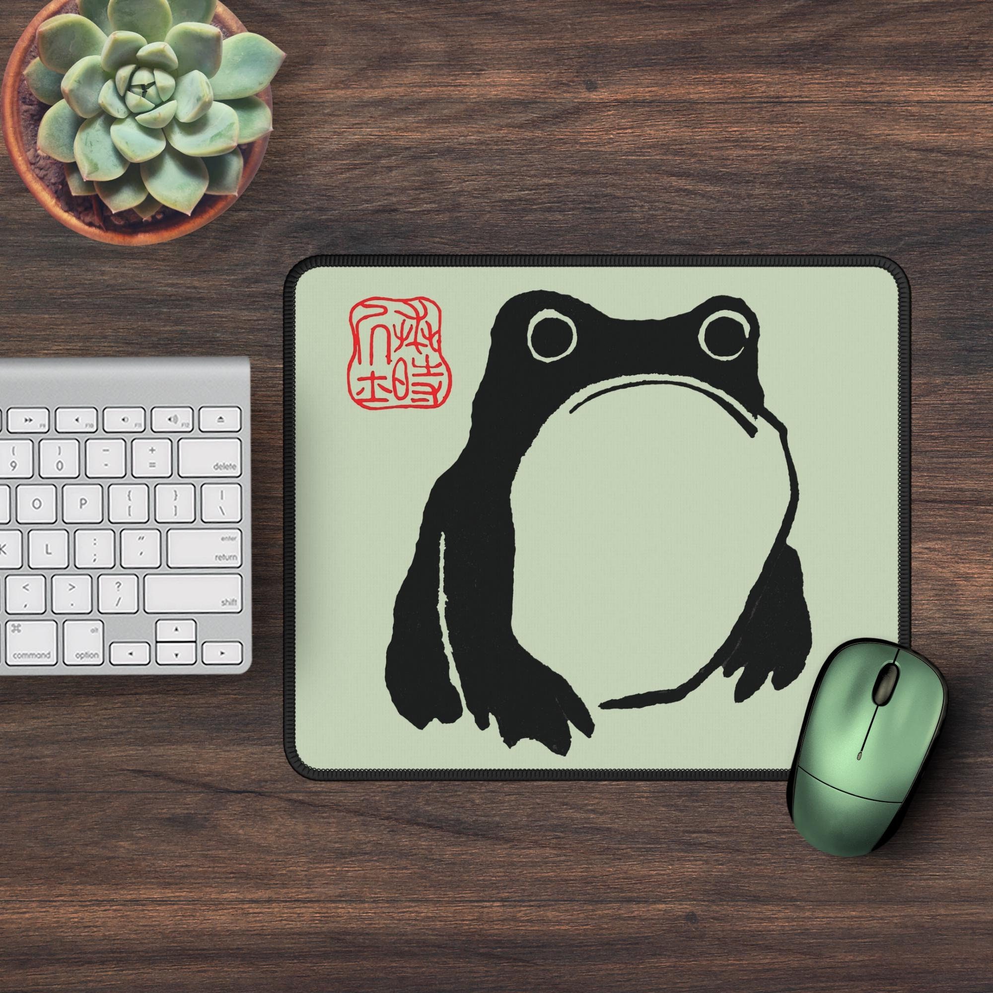 Frog Mousepad Green Desk Mat Aesthetic, Grumpy Frog Large Computer Mat Japanese Mouse Pad For Office Desk Gaming Mousepad Cute Deskmat Japan