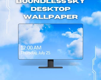Blue sky sci-fi desktop wallpaper - Computer Background Digital Download -no ai