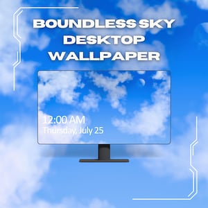 Blue sky sci-fi desktop wallpaper - Computer Background Digital Download -no ai