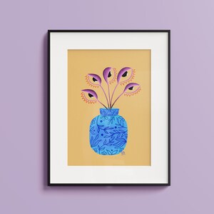 Impresión de arte de jarrón, impresión de arte de sala de estar moderna, cartel de jarrón mínimo, impresión de arte floral, cartel botánico, cartel de arte étnico, patrón étnico