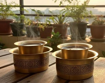 South Indian Brass Dabara Set, Traditional Coffee Tumbler and Saucer