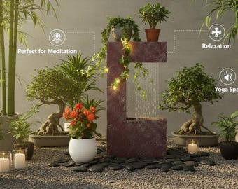 Resin C Shape Planter Shower Fountain, Water Fountain For Garden 92H X47L X21B