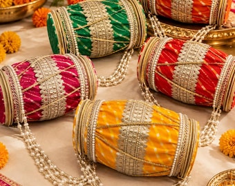 Caixa de presente Dholki, lembrancinha de casamento indiano, caixa Mehndi Shagun, embalagem festiva