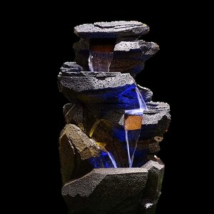 LED Rock Waterfall Fountain: Indoor Outdoor Garden Decor (105 x 60 x 40 cm)