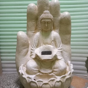 Hand Carved Coconut Shell Planter, 'Buddha's Oasis