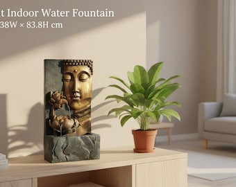 Resin Buddha Water Fountain with LED & Pump, Indoor Outdoor, 53×38×84 cm