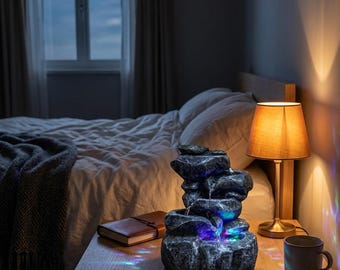 Feng Shui Tischbrunnen für den Innenbereich, LED-Leuchten mit Pumpe, für Einweihungsfeiern, Vatertag, Muttertag, Weihnachten20L x19B x24H cm