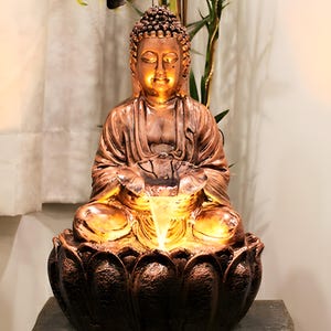 Indoor Buddha Tabletop Water Fountain – Relaxing Water Feature for Home Décor | Zen Showpiece for Living Room, Office & Meditation Space