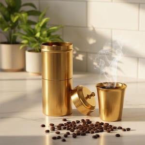 Kumbakonam Messing Kaffeefilter - 960ml Abtropfschale | Traditionelles südindisches Kaapi |  Tragbar und umweltfreundlich