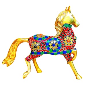 Brass Horse  Figurine Handcrafted  Sculpture Statue  Running Horse Showpiece Gift  Home Décor  Maximalist Decor Christmas Return Gift