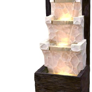 Tiered Waterfall Fountain with LED: Indoor/Outdoor Garden Patio Decor