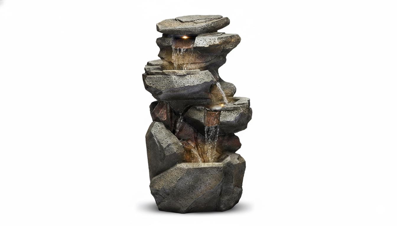 Large Indoor Outdoor Patio Garden Water Fountain : Poly Resin Rock ...