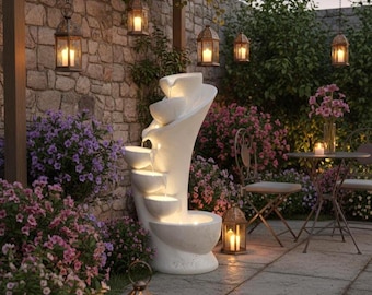 Cascading  Waterfall Fountain with LED Lights: Home Office Decor 52×50×100 cm